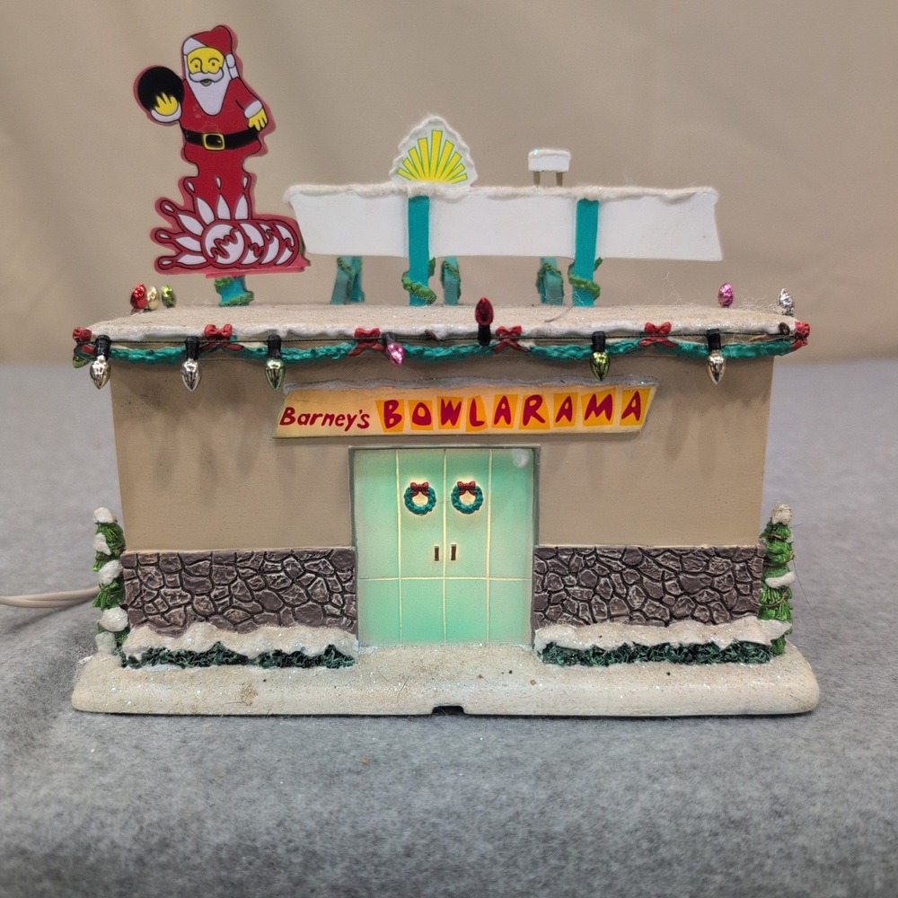Barneys Bowlarama Lighted Christmas Village Building Retro Bowling Alley Decor - Picture 6 of 10